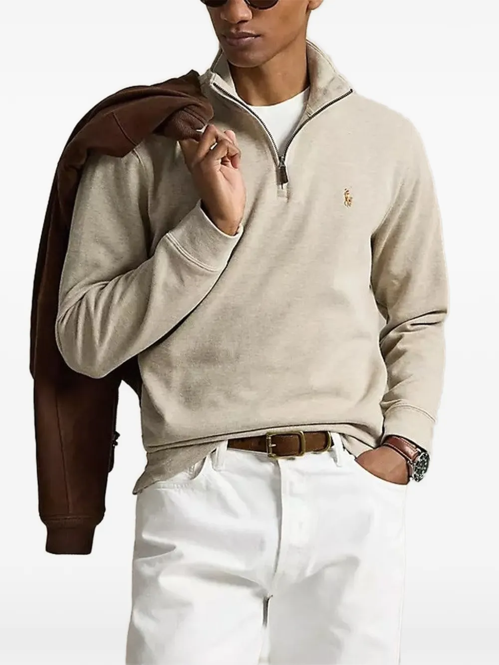 Polo Ralph Lauren quarter-zip logo-embroidered sweater - Toni neutri