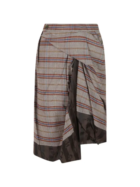 Vivienne Westwood Zoey check-pattern draped midi skirt