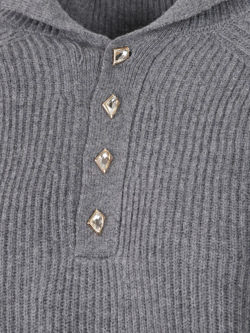 DONDUP ribbed-knit crystal-embellished sweater Grijs