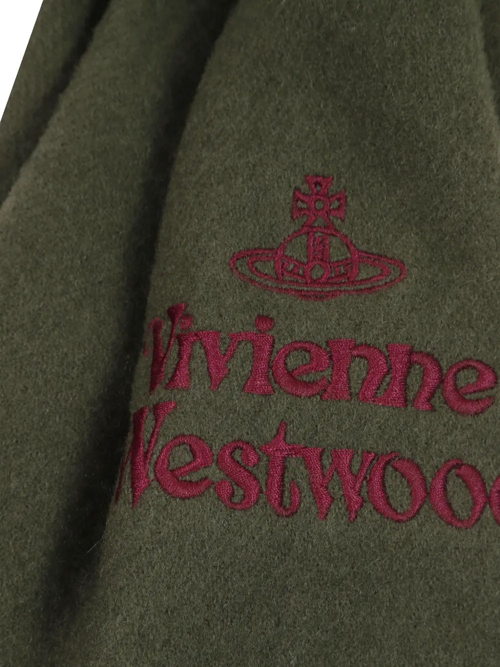 Vivienne Westwood Sjaal met borduursel franje en logo Groen