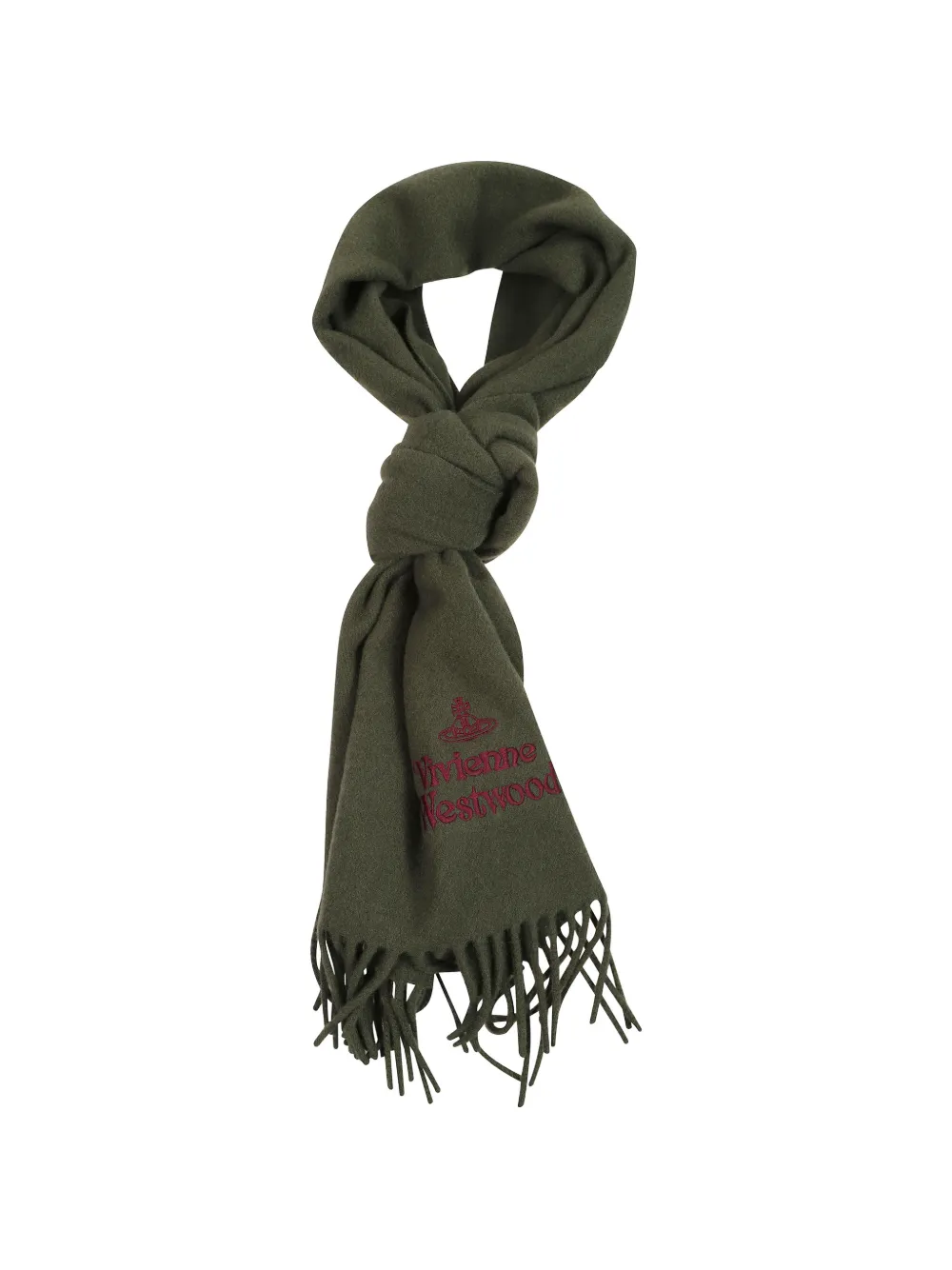 Vivienne Westwood embroidered-logo fringed scarf · One Size