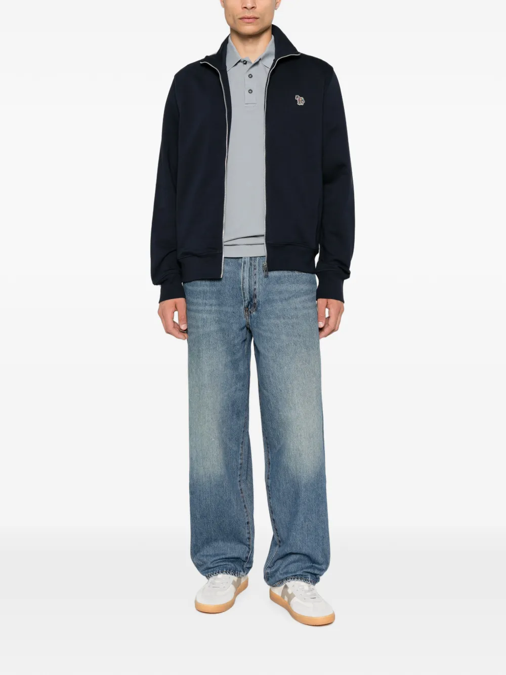 PS Paul Smith Sweater met zebra-patch en rits Blauw