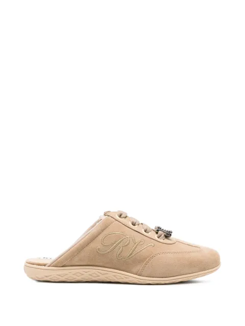 Roger Vivier Viv crystal-buckle logo-embroidered sneakers