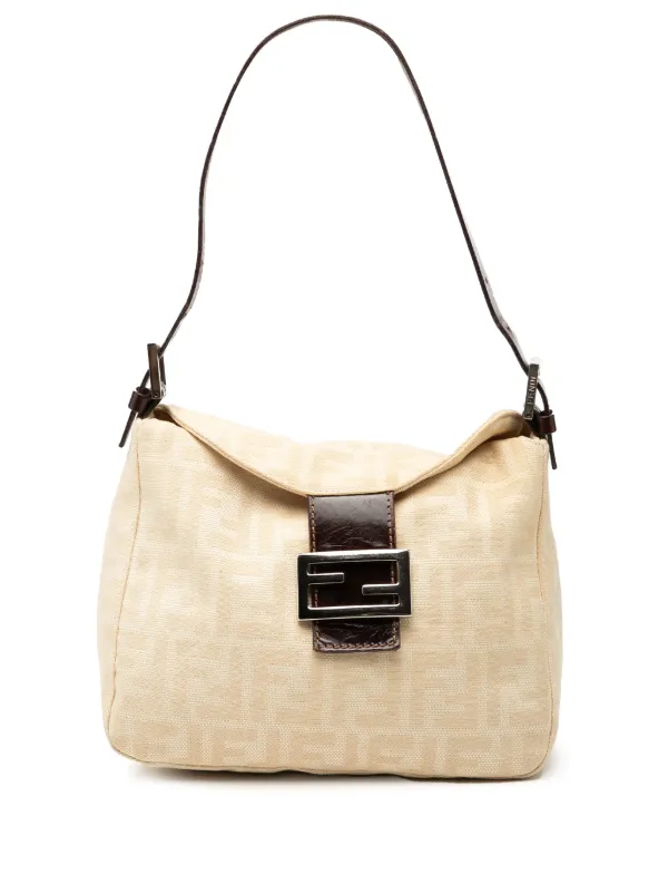 Fendi Pre-owned 20th Century Zucca Canvas Double Flap Shoulder Bag in Neutrals