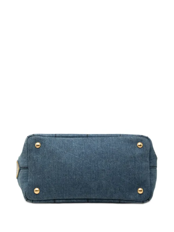 Prada Pre-Owned 2013-2026 Small Denim Canapa Logo Satchel | Blue