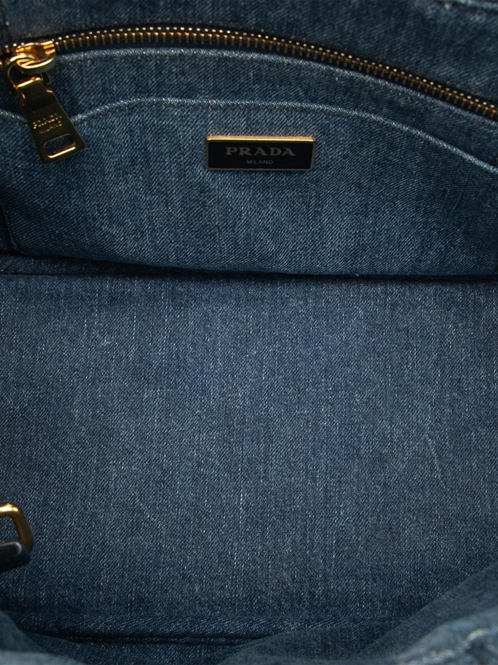 Prada Pre-Owned 2013-2026 Small Denim Canapa Logo Satchel | Blue