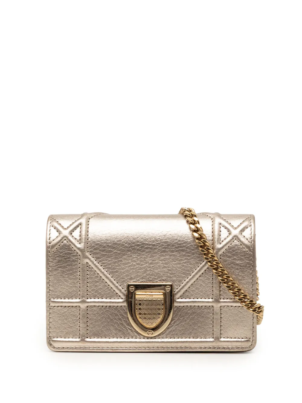 Christian Dior Pre-Owned 2017 Baby Metallic Grained Calfskin Diorama Flap crossbody bag - Oro