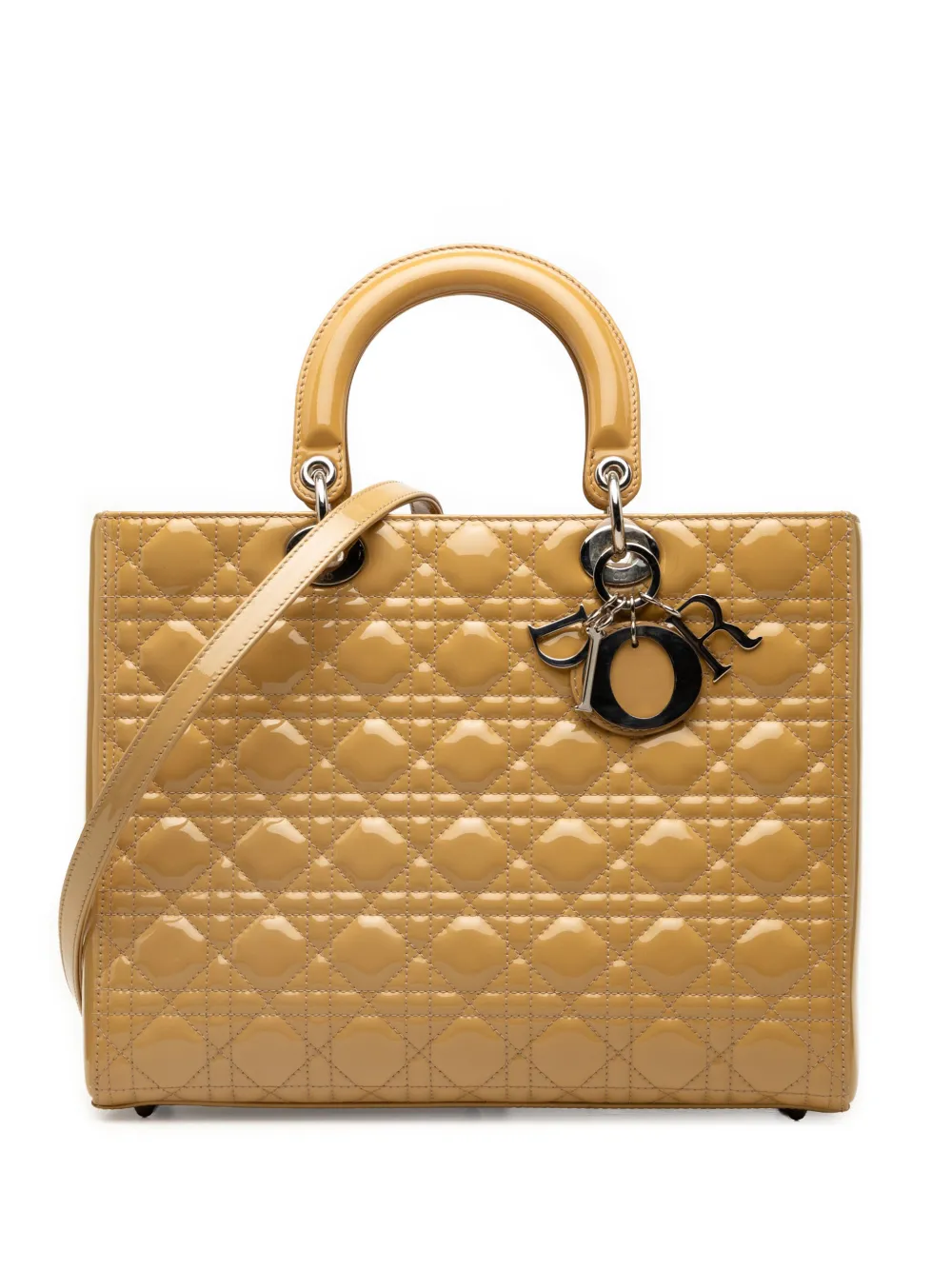 Christian Dior Pre-Owned 2011 Large Patent Cannage Lady Dior satchel - Neutrals