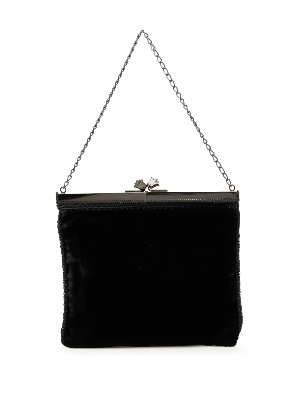 Prada Pre-Owned 1990-2000 Velluto Ricamo Tulip Kisslock Frame Bag handbag - Nero