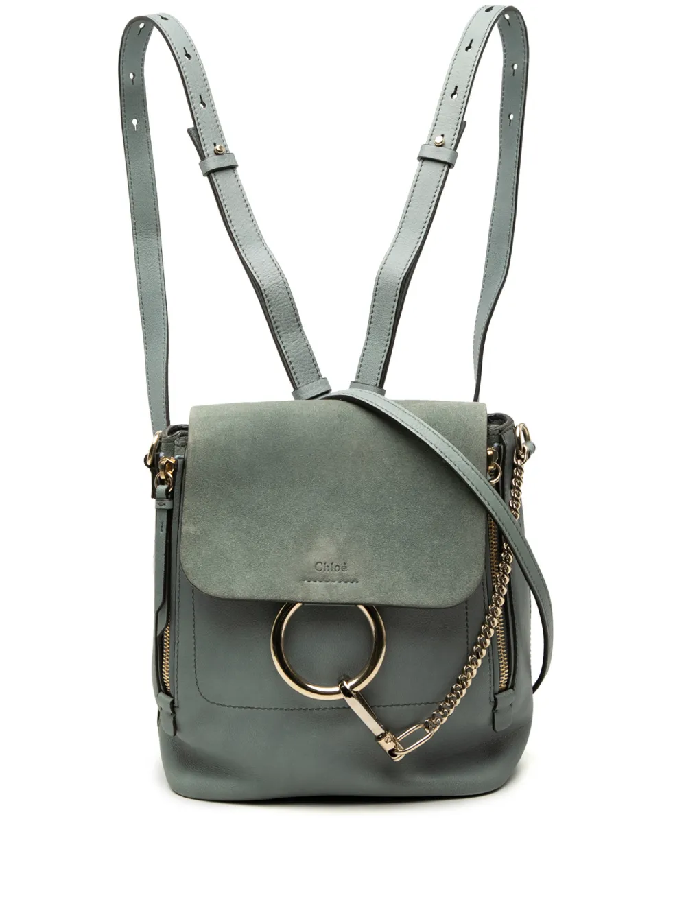 Chloé Pre-Owned 2018 Medium Calfskin and Suede Faye backpack - Blu