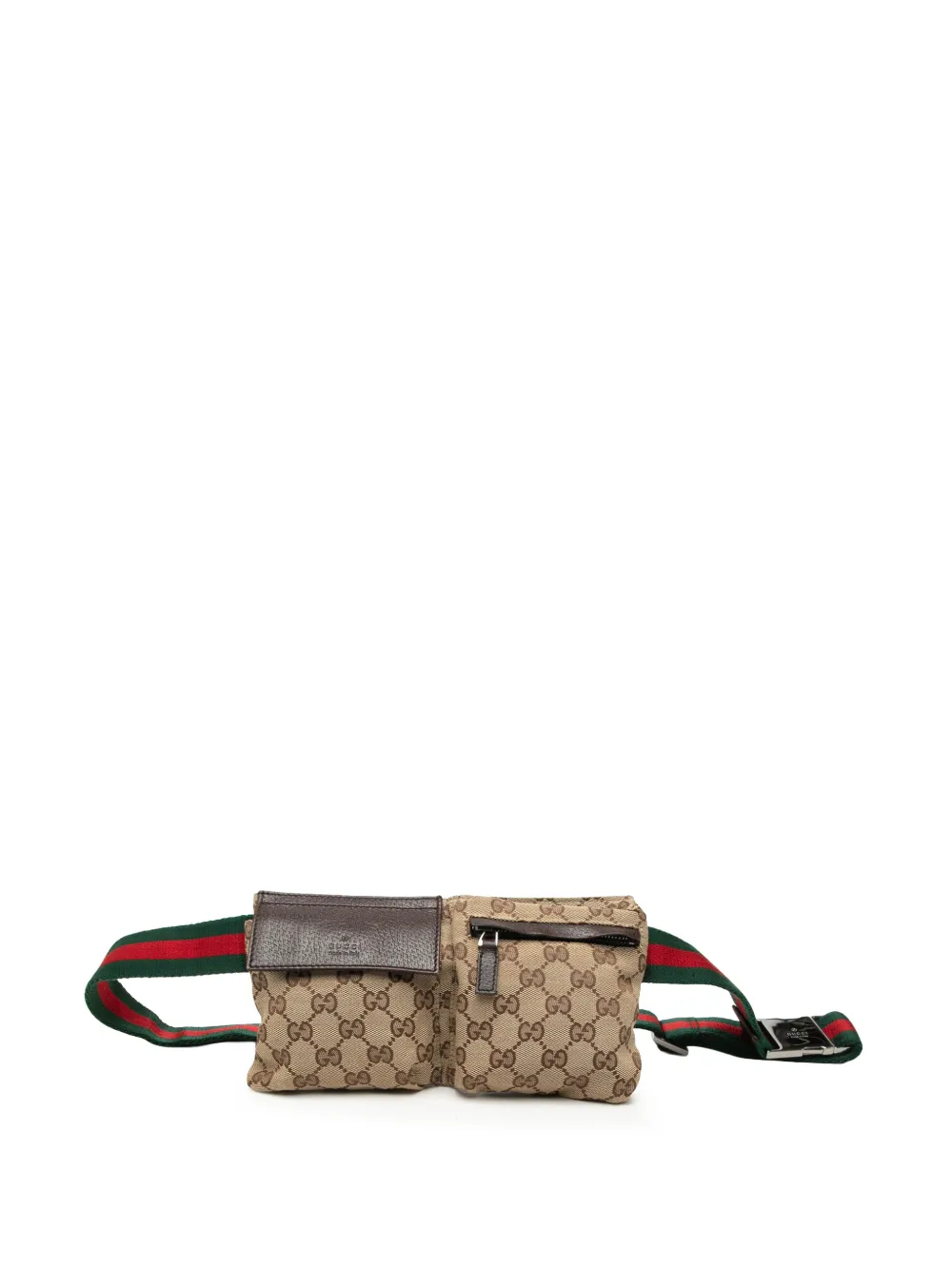 Gucci Pre-Owned 2000-2015 GG Canvas Web Double Pocket belt bag - Toni neutri