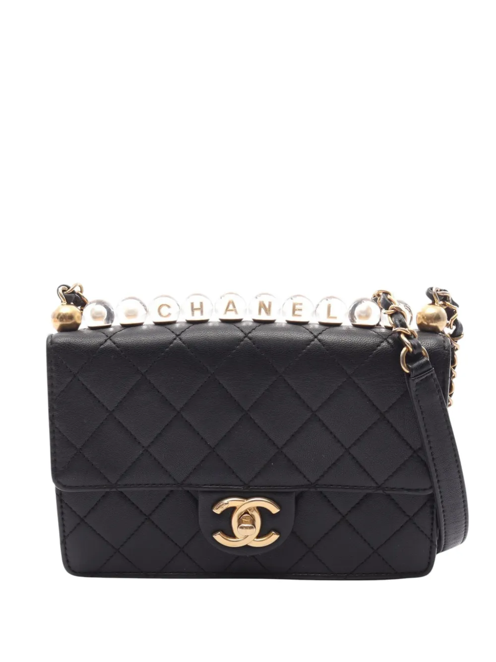 CHANEL Pre-Owned 2019 Small Quilted Lambskin Chic Pearls Flap crossbody bag - Nero