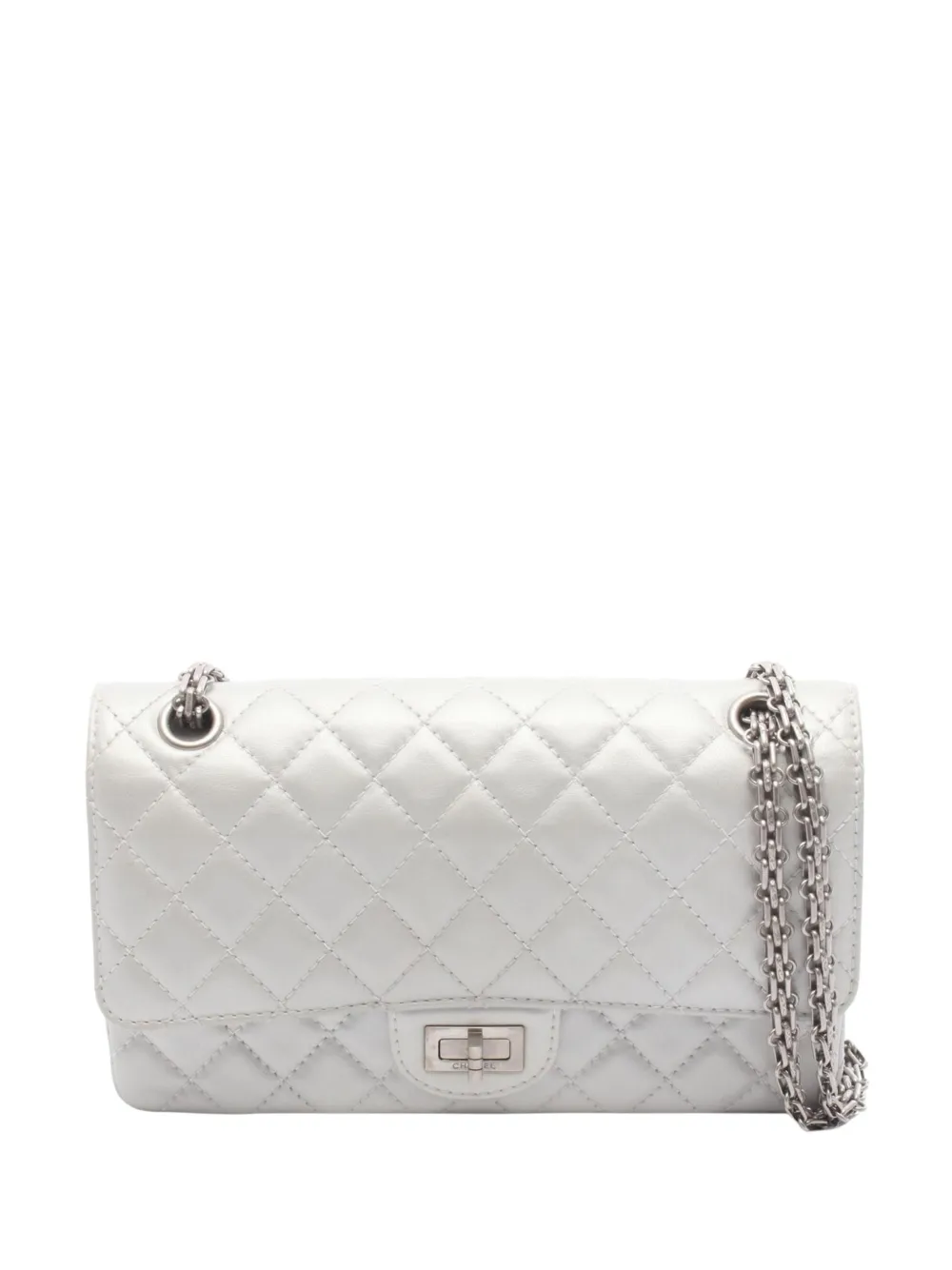 CHANEL Pre-Owned 2020 Quilted Lambskin Reissue 2.55 Double Flap 225 shoulder bag - Argento