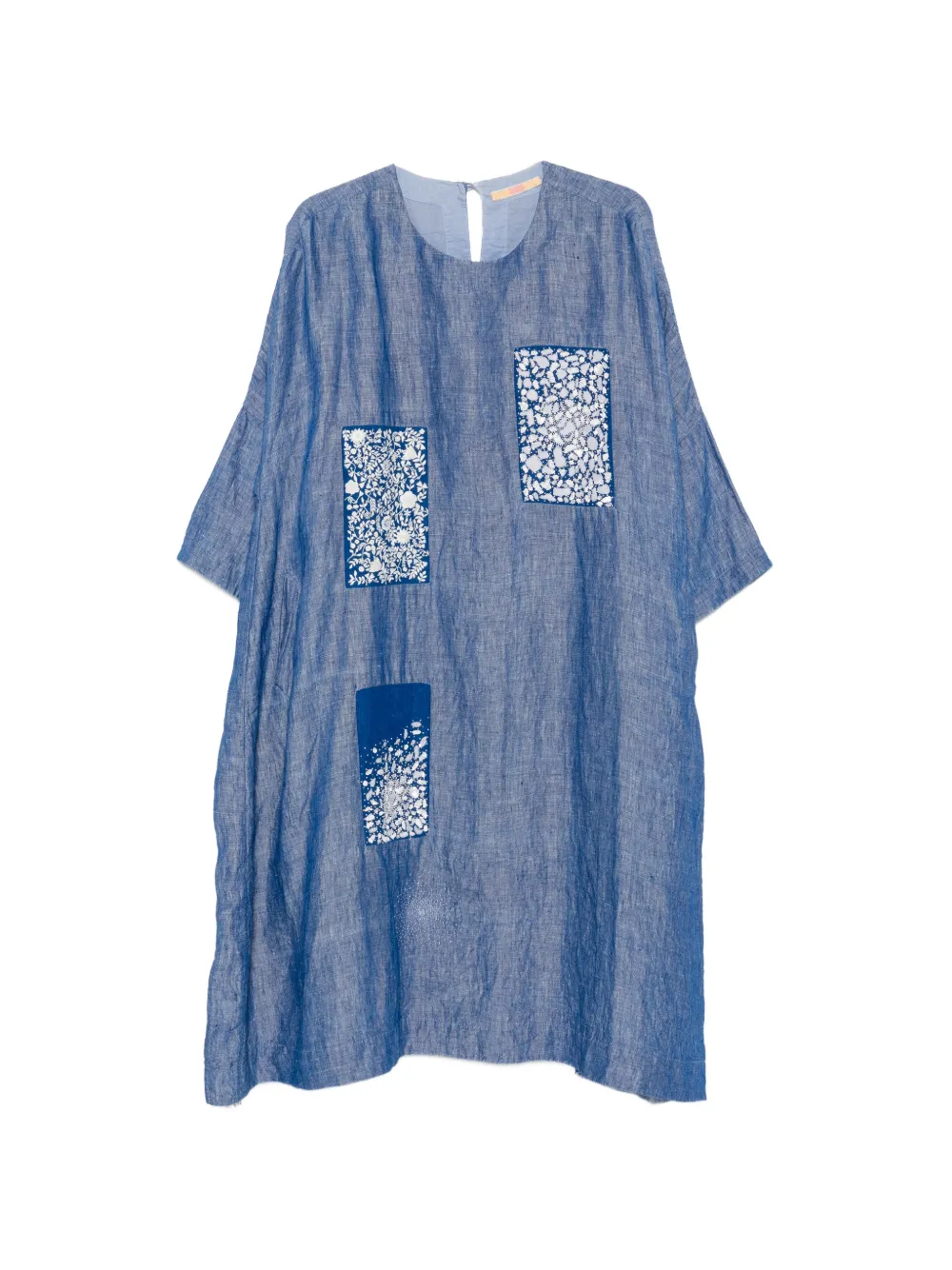 Aodress patchwork floral-print mini dress - Blue