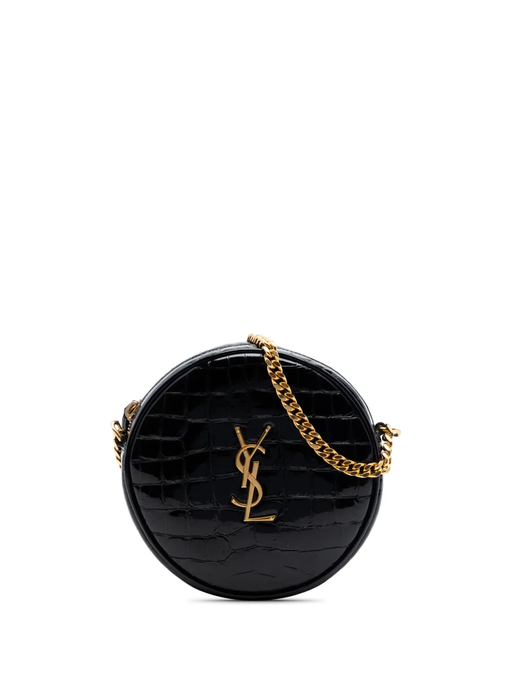 Saint Laurent Pre-Owned 2020 Croc Embossed Patent Round Vinyle Camera Bag crossbody bag - Nero