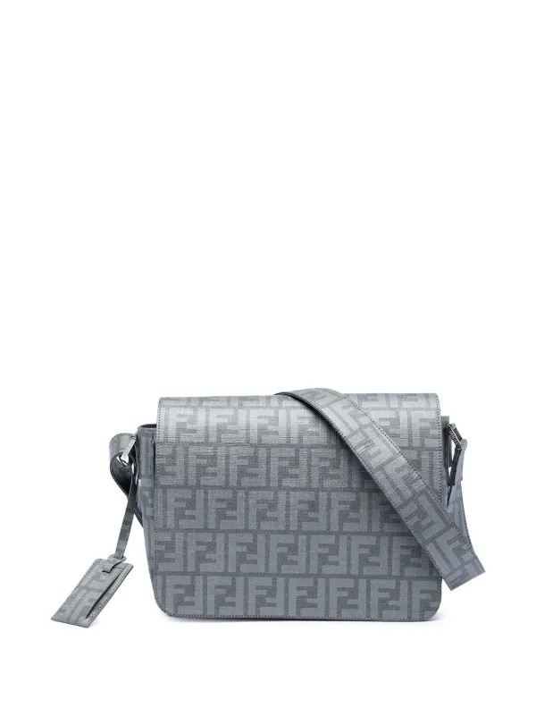Fendi Pre-owned 2010-2026 Zucca Spalmati Flap Crossbody Bag in Grey