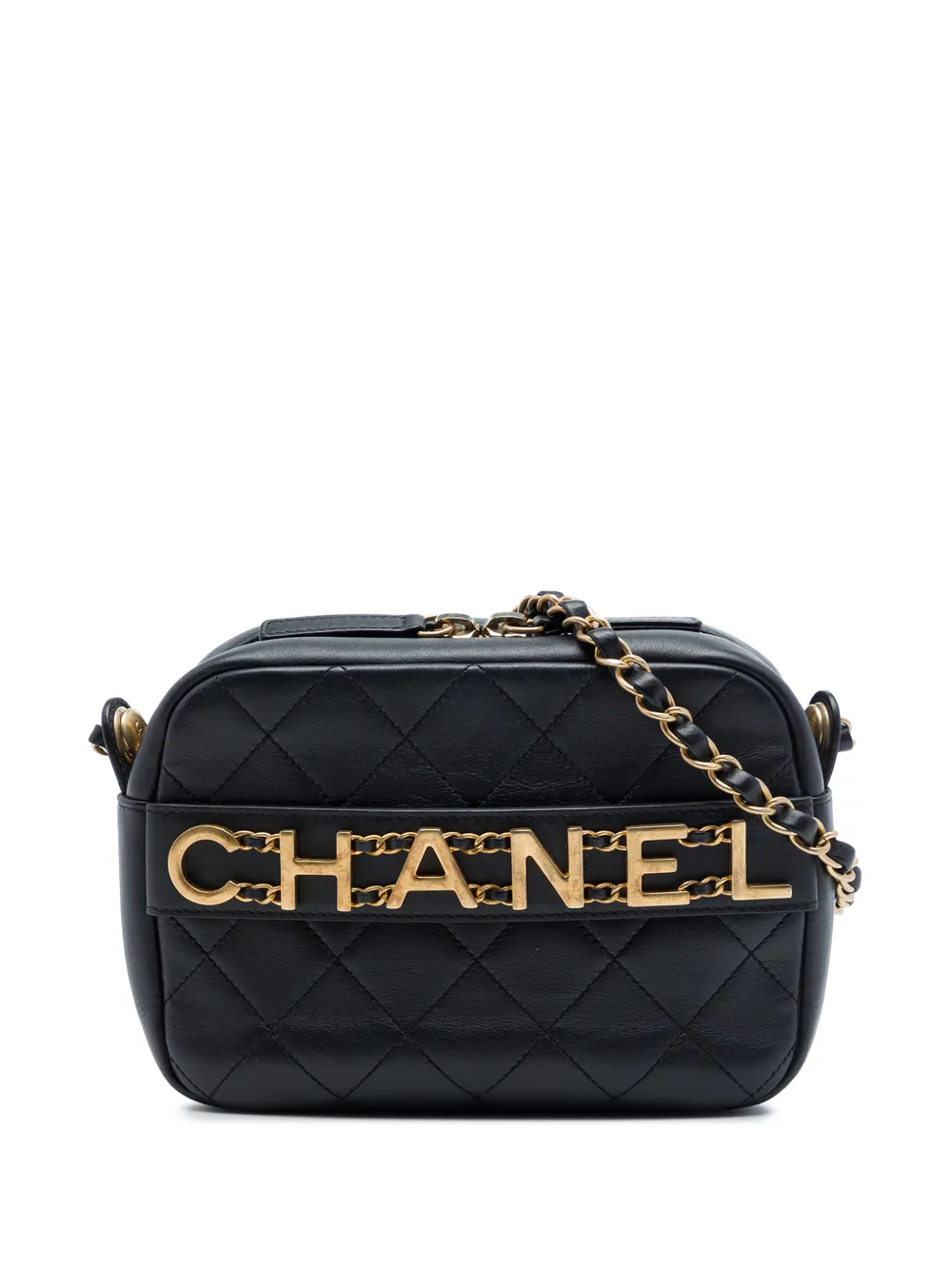 CHANEL Pre-Owned 2019 Quilted Calfskin Logo Enchained Camera Bag crossbody bag - Nero