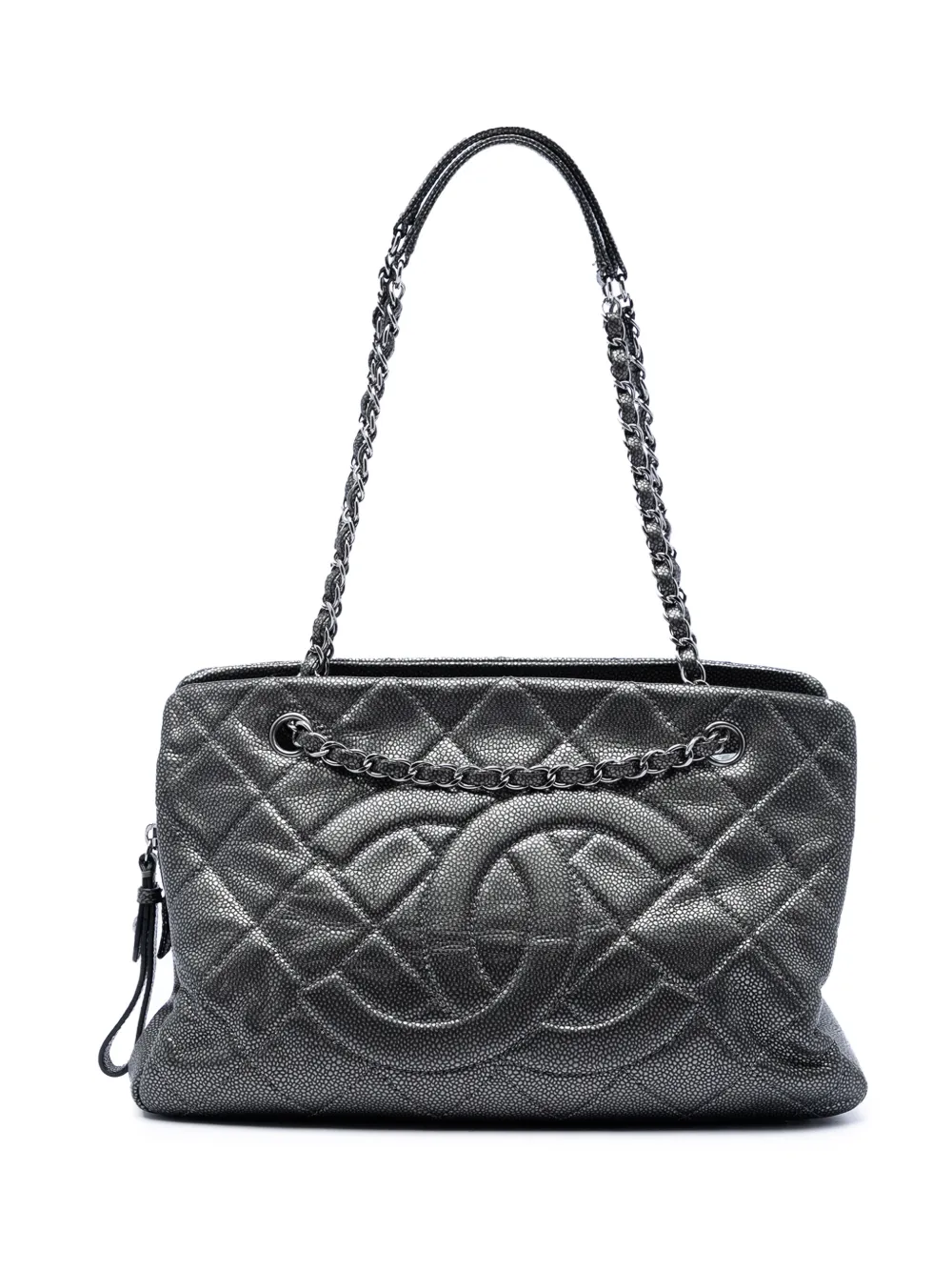 CHANEL Pre-Owned 2010-2011 CC Quilted Caviar Chain tote bag - Grigio