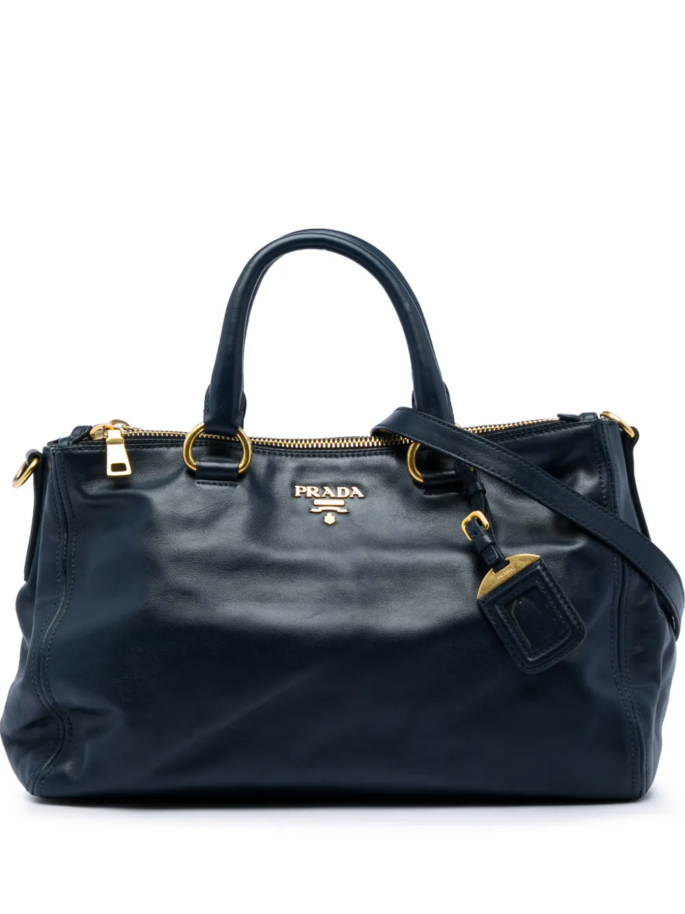 Prada Pre-Owned 2010-2026 Soft Calf Double Zip Convertible Tote satchel - Blu