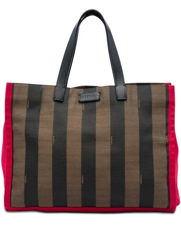Fendi Pre-owned 2010-2026 Pequin Canvas Simply Shopping Tote Bag in Brown