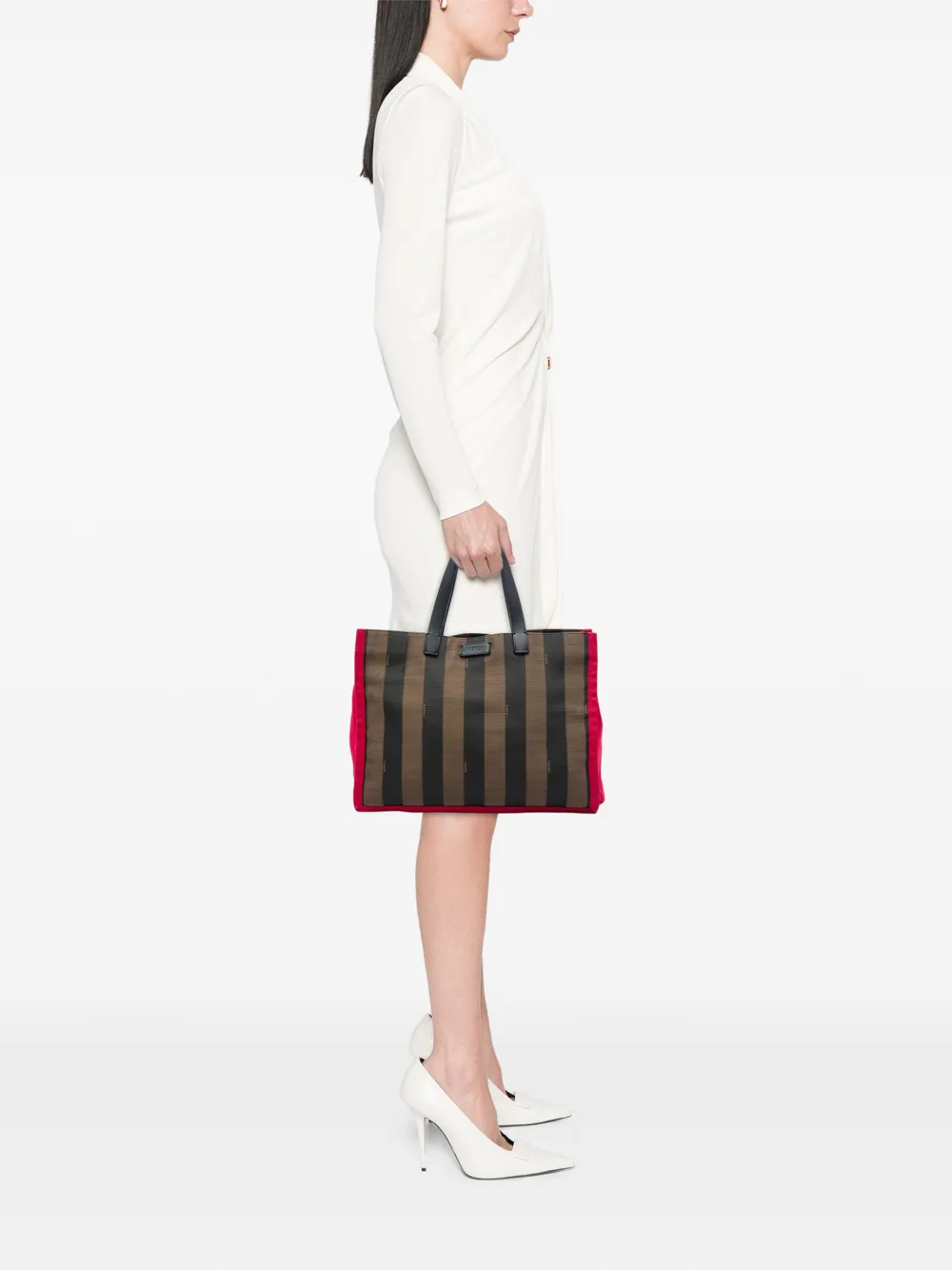 Fendi Pre-owned 2010-2026 Pequin Canvas Simply Shopping Tote Bag in Brown, view 2