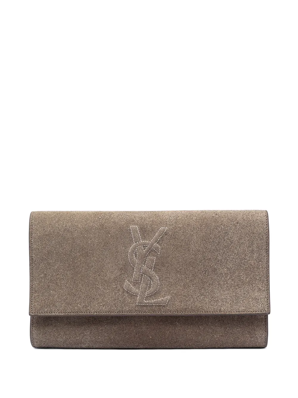 Saint Laurent Pre-Owned 2000-2010 Large Stitched Suede Monogram Belle De Jour clutch bag - Marrone