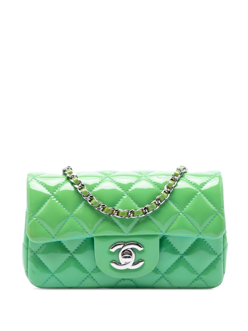 CHANEL Pre-Owned 2012-2013 Extra Mini Rectangular Classic Patent Single Flap crossbody bag - Verde