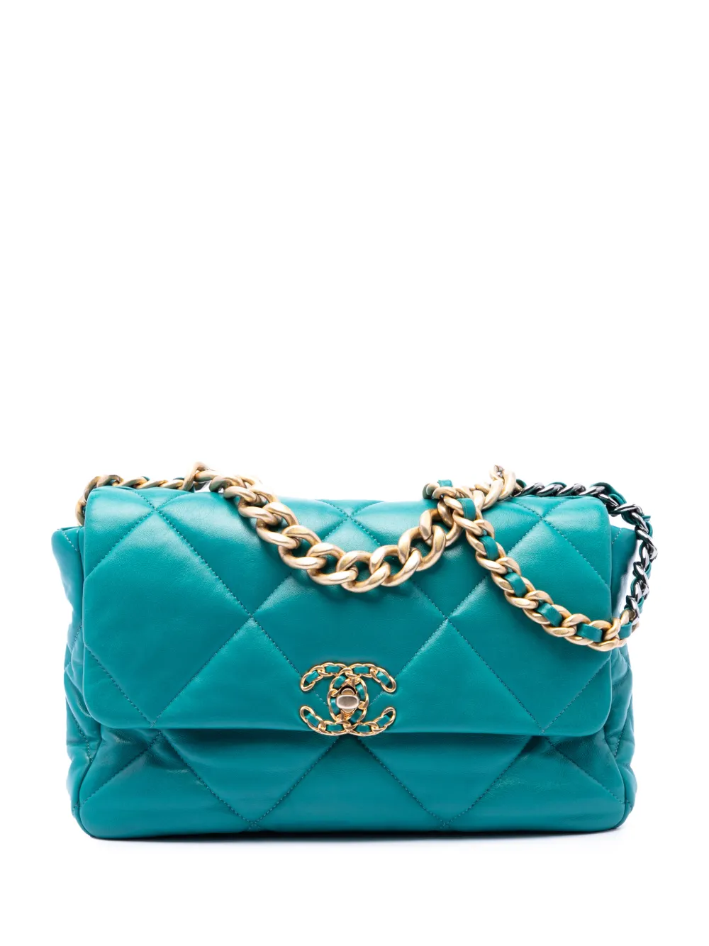 CHANEL Pre-Owned 2020 Large Lambskin 19 Flap satchel - Blu