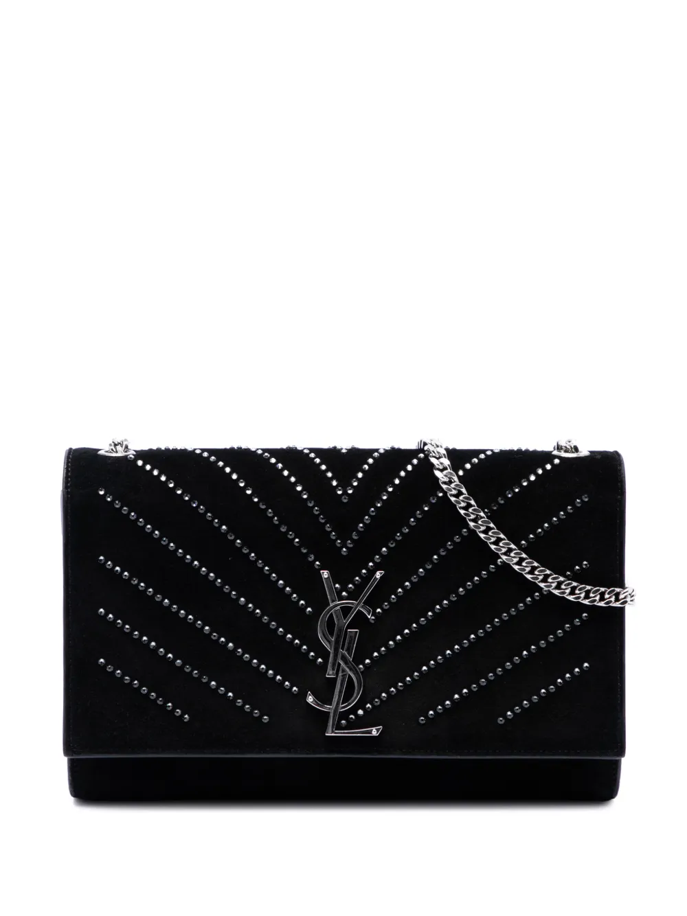 Saint Laurent Pre-Owned 2016 Suede Crystal Monogram Kate crossbody bag - Nero