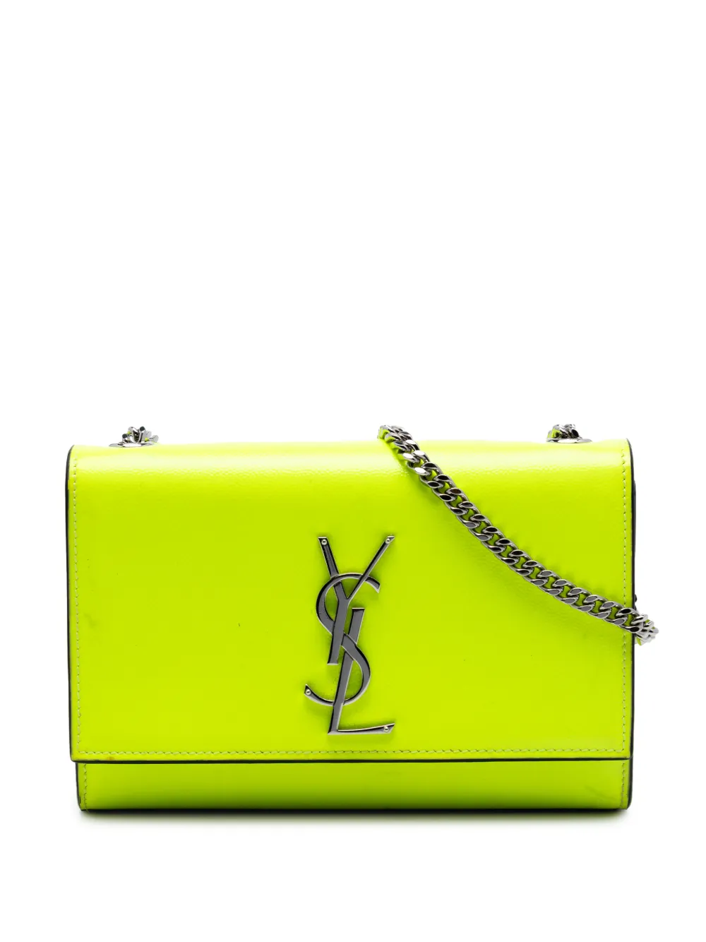 Saint Laurent Pre-Owned 2019 Small Patent Grain de Poudre Monogram Kate crossbody bag - Giallo