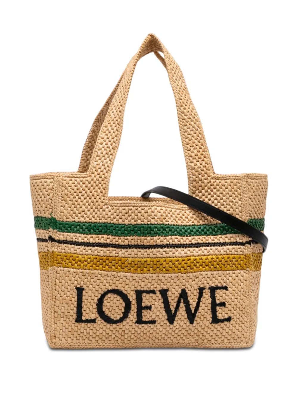 Loewe Pre-Owned 2023 Paulas Ibiza Medium Raffia Striped Font Tote satchel - Toni neutri