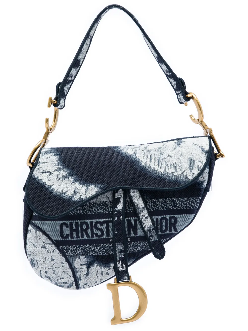 Christian Dior Pre-Owned 2020 Canvas Embroidered Tie Dye Saddle Bag shoulder bag - Blu