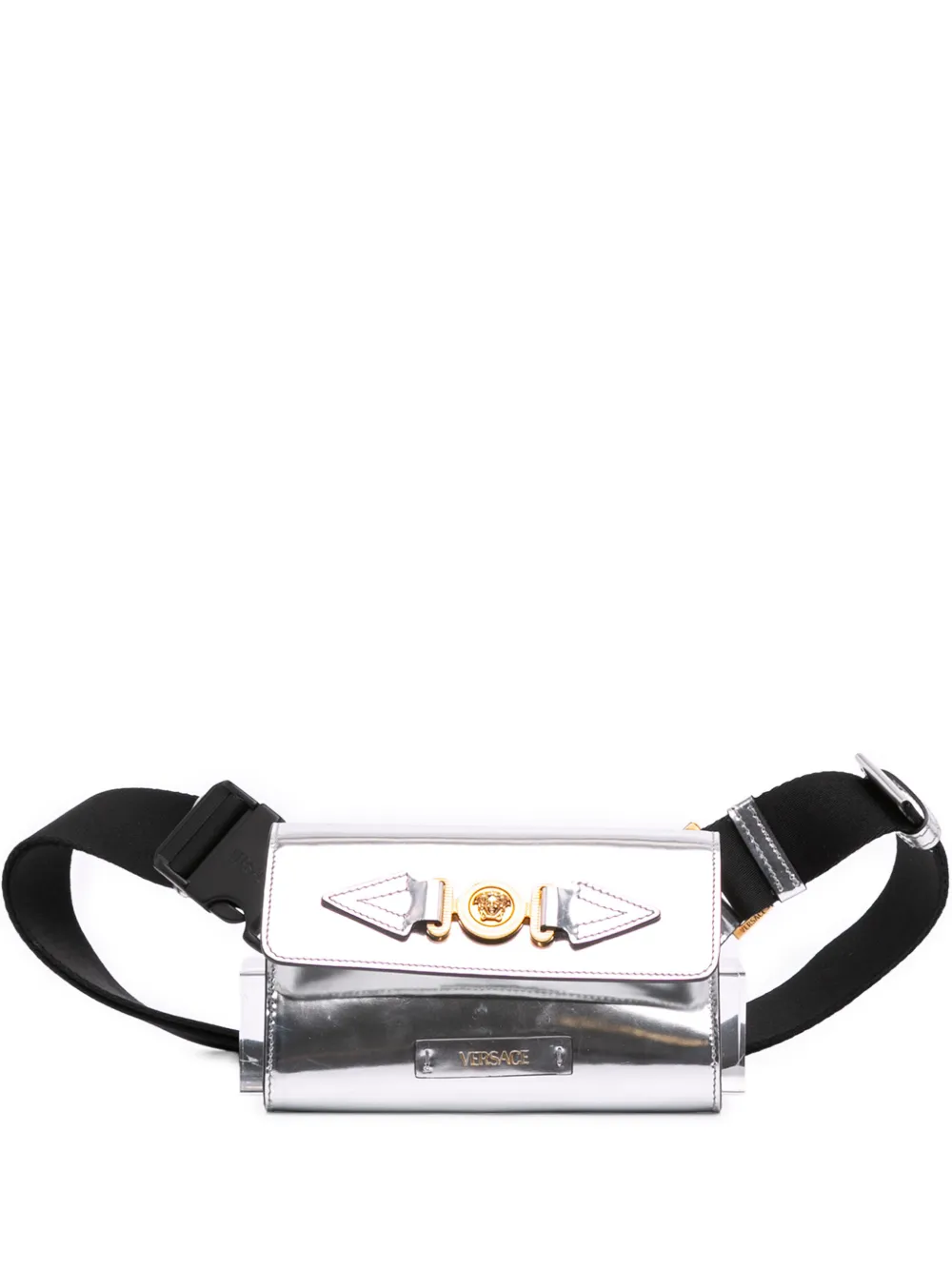 Versace Pre-Owned 2010-2026 Metallic Calfskin La Medusa Biggie belt bag - Argento