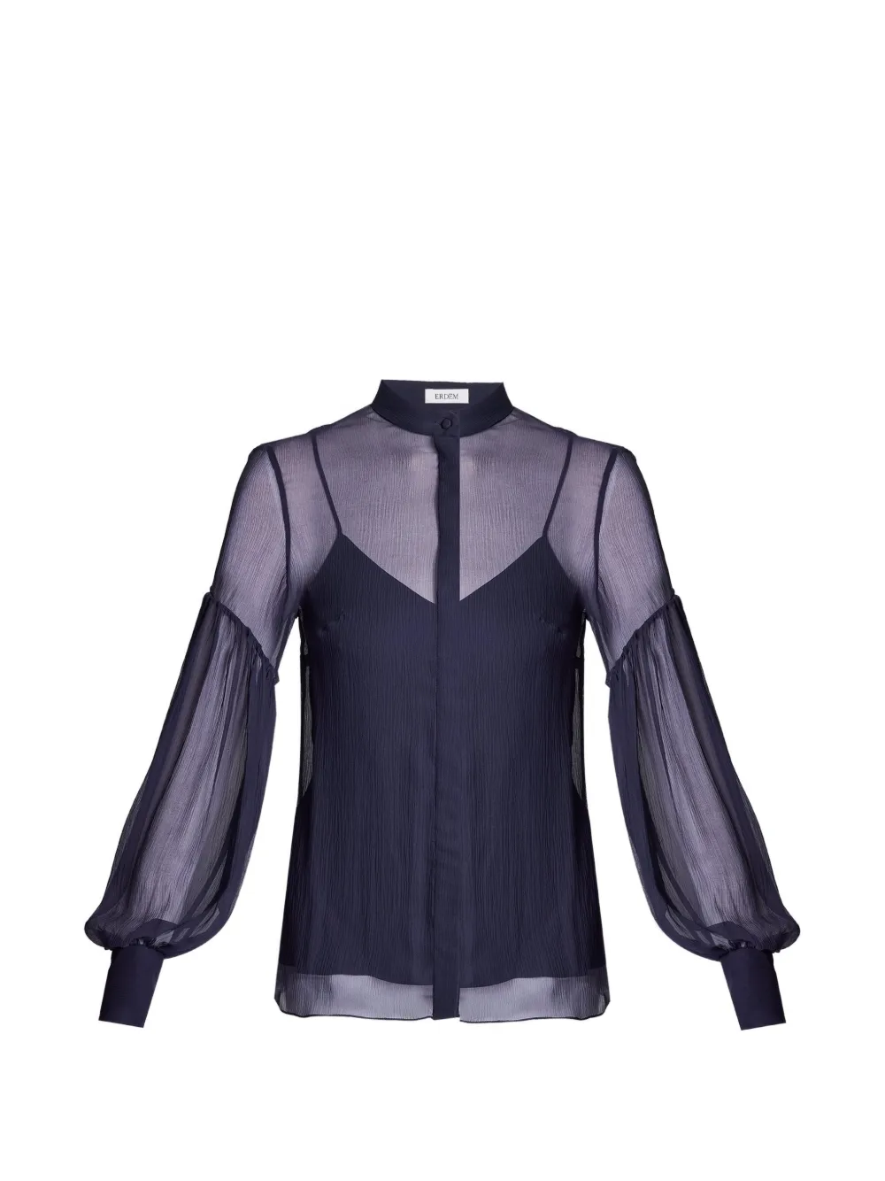 ERDEM sheer blouson-sleeve blouse - Blue