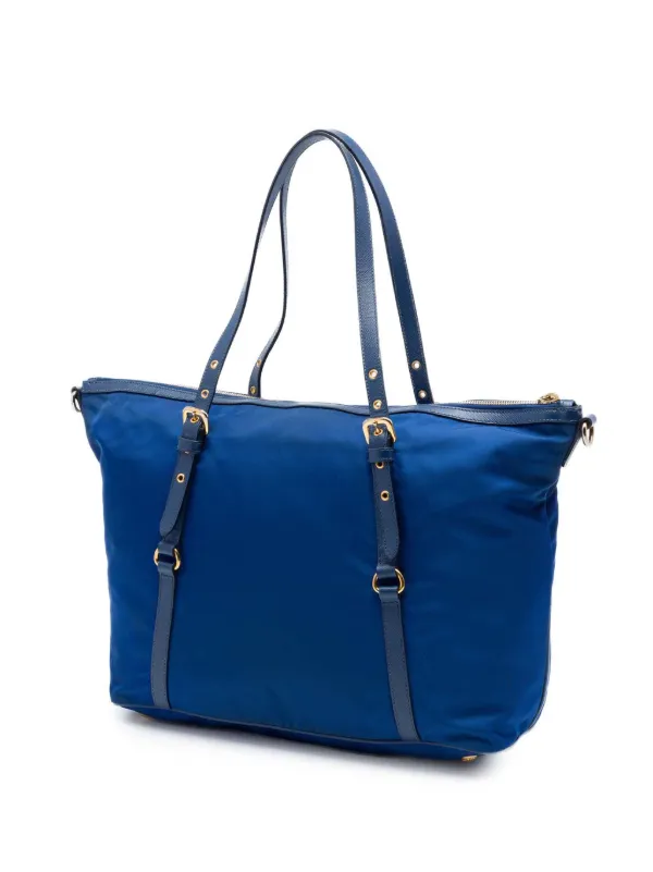 プラダ:2010 Limited Editionナイロンバッグ Prada Pre-Owned 2010-2026 サフィアーノトリム テスート ジップ