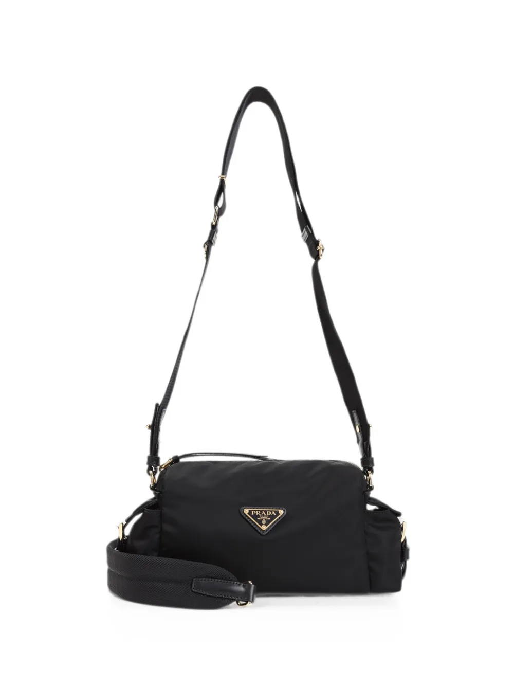 Prada Logo-plaque Shoulder Bag In Black