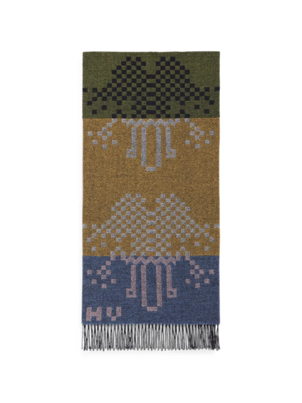 Henrik Vibskov Cross Stitch fringed scarf - Marrone
