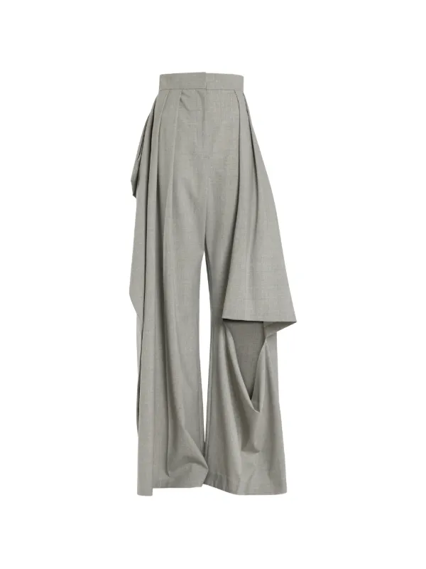 A.W.A.K.E. Mode Draped Slit-knee Trousers in Grey