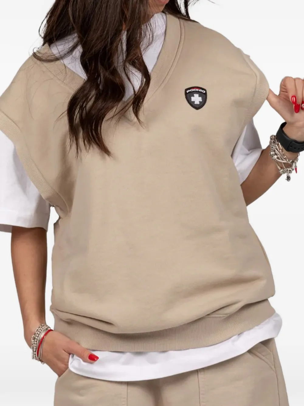 PODHIO Hemd met logopatch Beige
