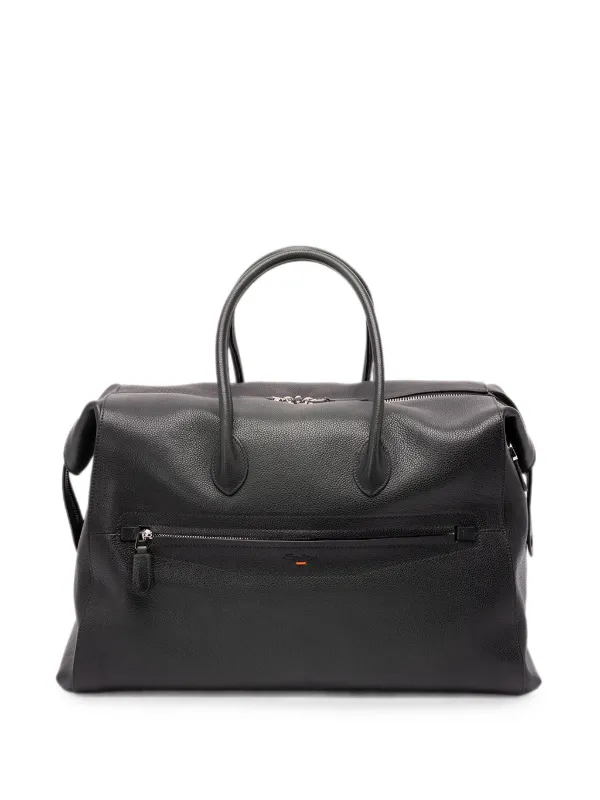 Santoni Grained-leather Holdall in Green