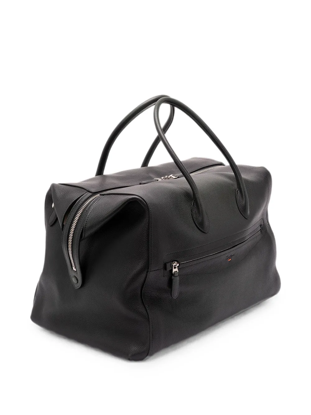 Santoni Grained-leather Holdall in Green, view 3