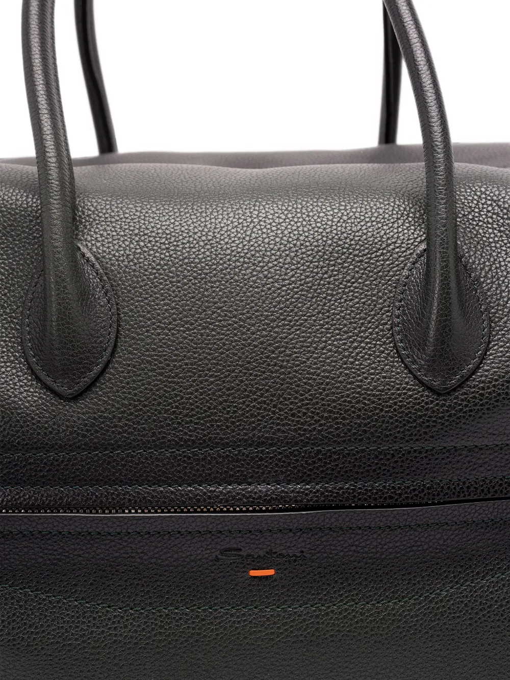 Santoni Grained-leather Holdall in Green, view 5