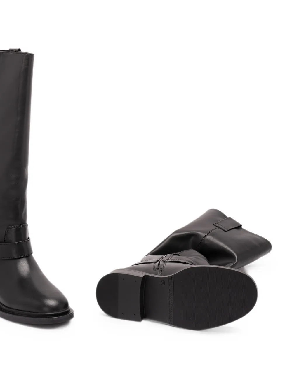 TWINSET logo-plaque buckled boots Zwart