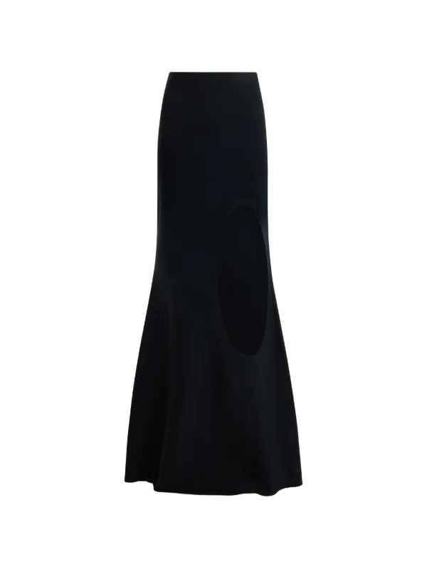A.W.A.K.E. Mode Cut-out Flared Maxi Skirt in Black