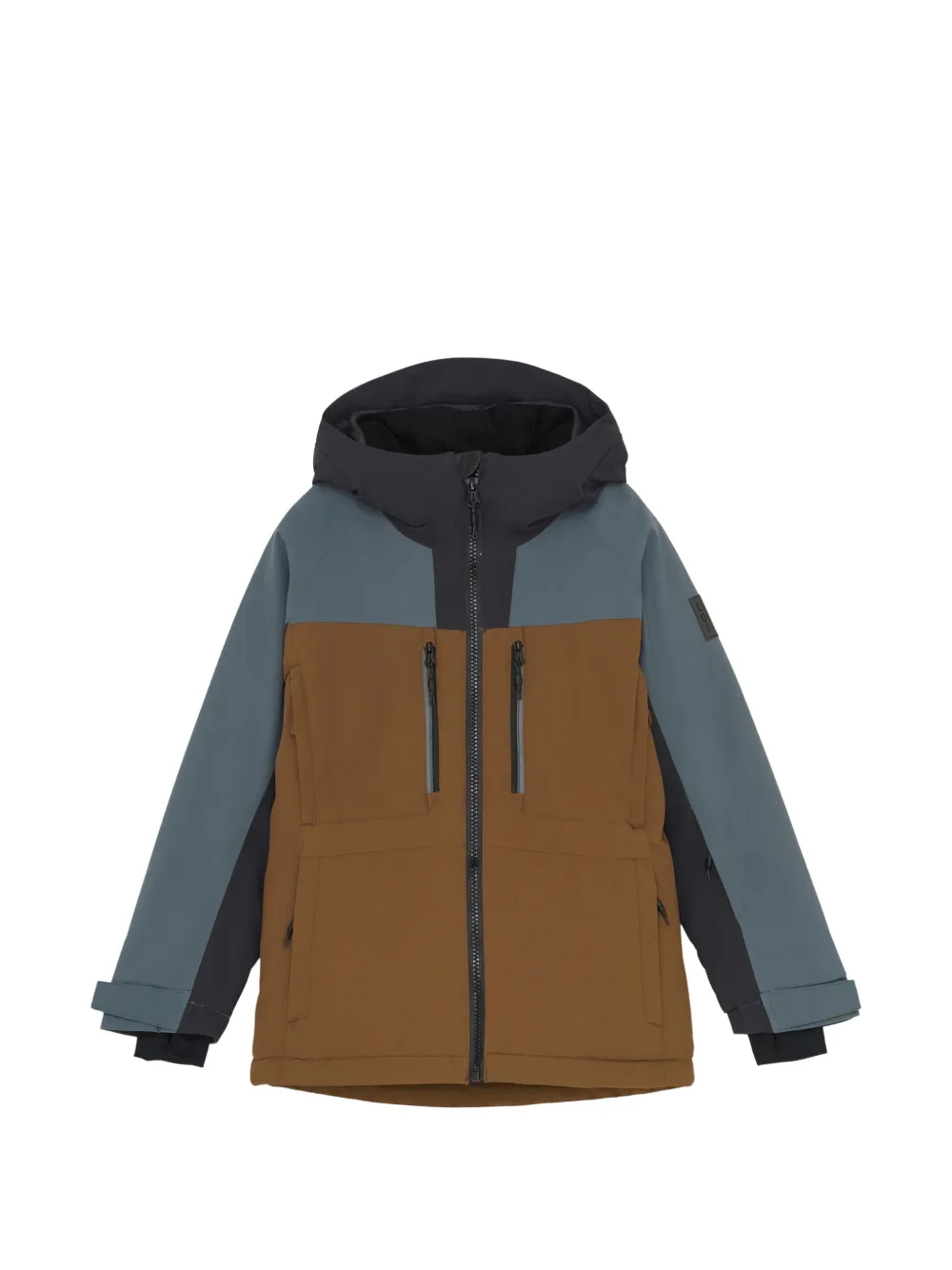 COLOR KIDS colour-block hooded jacket - Marrone
