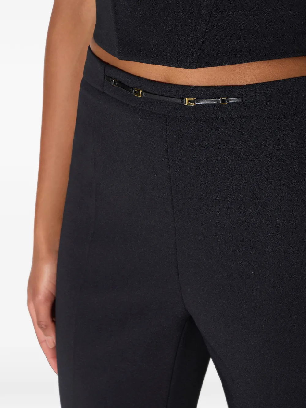 Elisabetta Franchi Broek van stretch gelaagde crêpe stof met juwelen detail Zwart