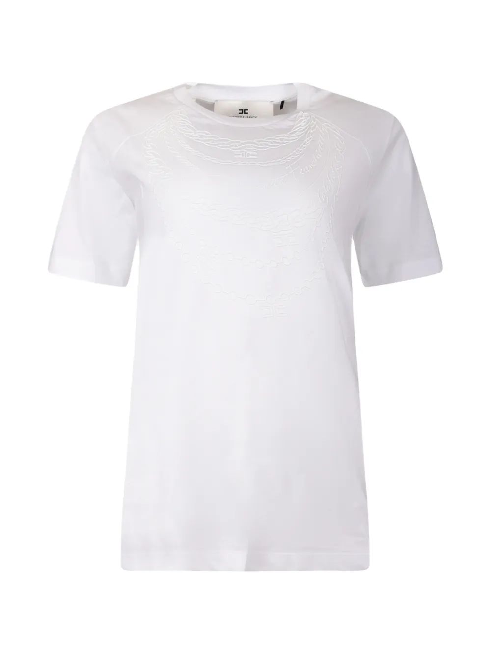 Elisabetta Franchi T-shirt met geborduurd logo en ketting-detail Wit