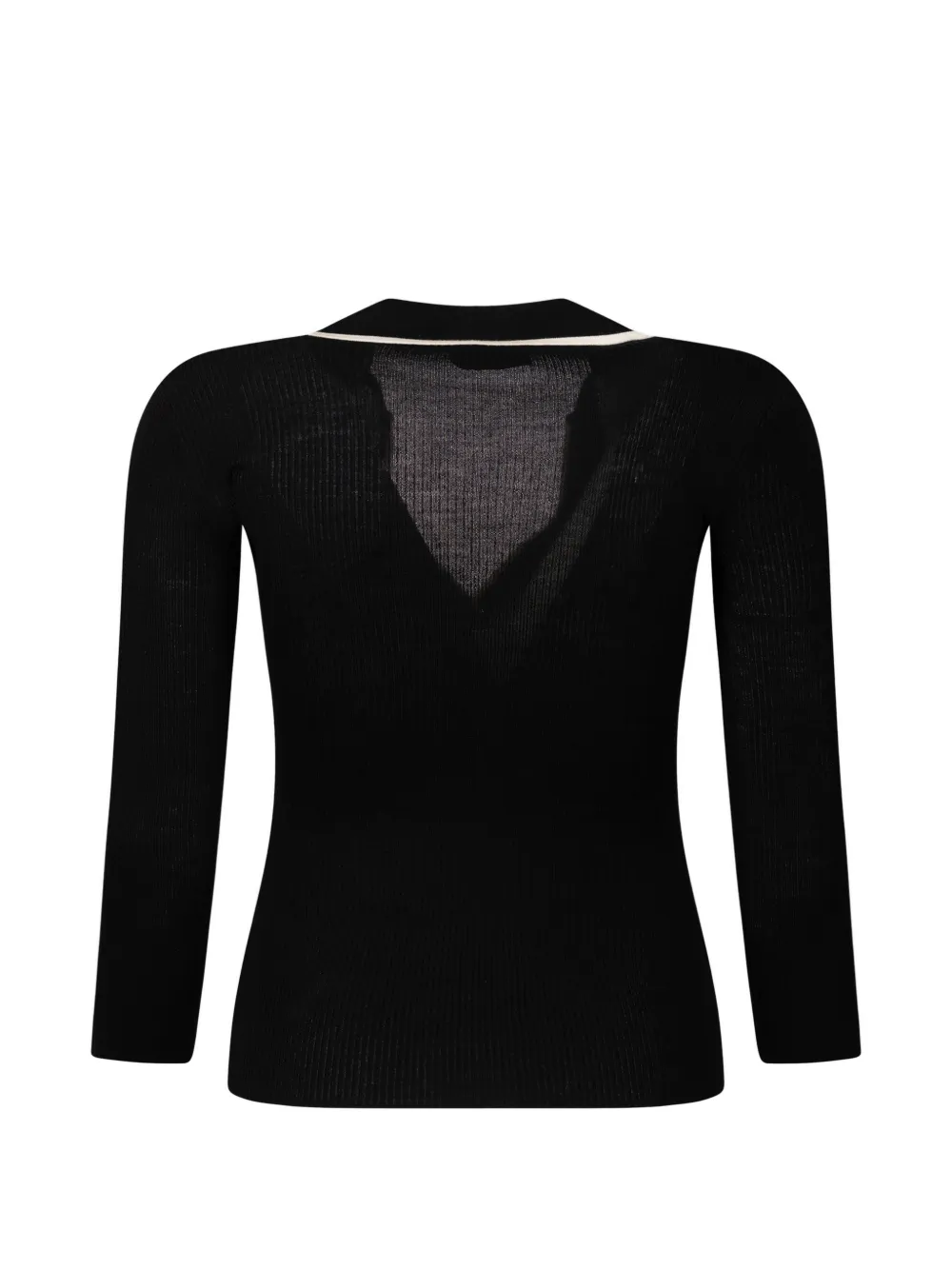 Elisabetta Franchi Ribgebreide trui met geborduurd logo Zwart