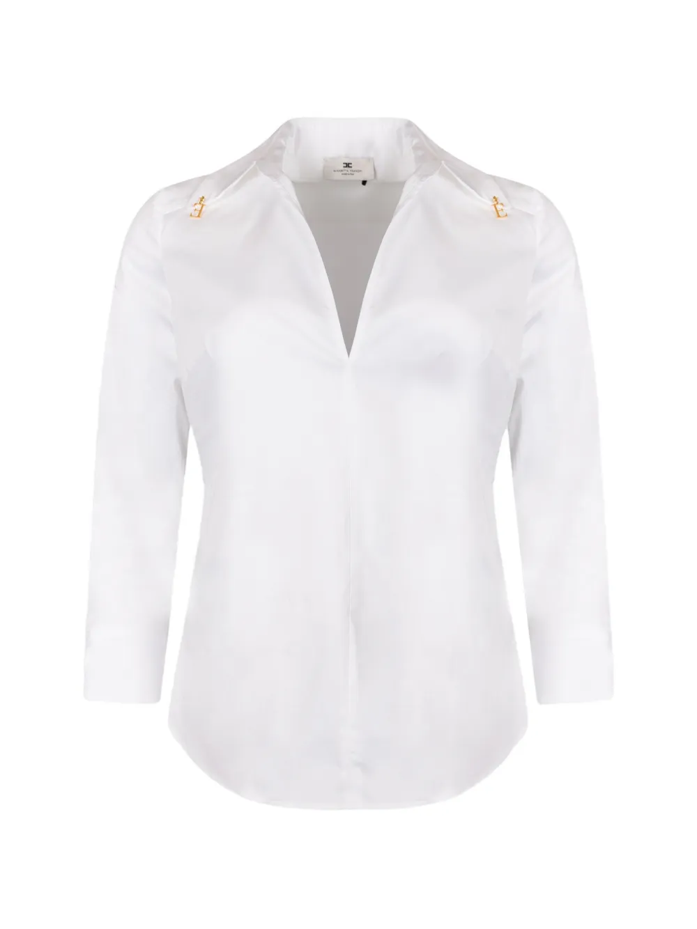 Elisabetta Franchi Logo-plaque V-neck Shirt In White