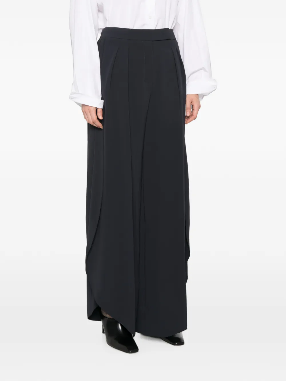 Max Mara Palazzo plooibroek met wijde pijpen Zwart